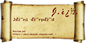 Jáni Árpád névjegykártya
